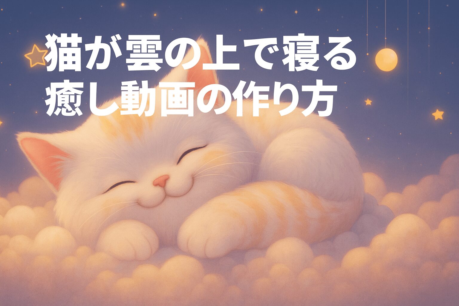 猫が雲の上で寝る癒やし動画の作り方